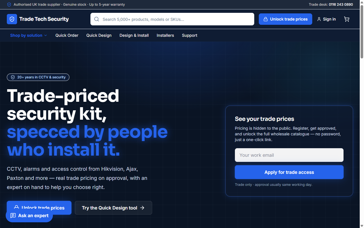 TradeTech Security website design