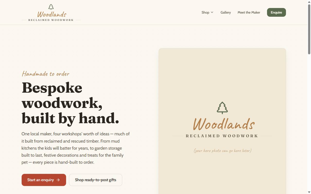 Woodlands Reclaimed Woodwork website design